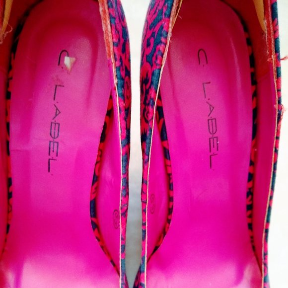 C LABEL PAISLEY PINK NAVY ESPADRILLES SIZE 5.5 - Picture 13 of 15